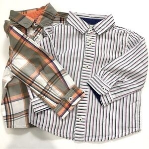 First Impressions baby boy bundle 2-pcs button up long sleeve cotton shirt